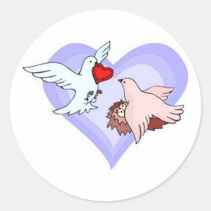 Fina Bröllop Doves Runt Klistermärke