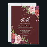 Fina burgundy Flowers 60:e födelsedagen Inbjudan<br><div class="desc">Vackra burgundusblommor 60:e födelsedag Inbjudan Se matchande samling i Niche and Nest Store</div>