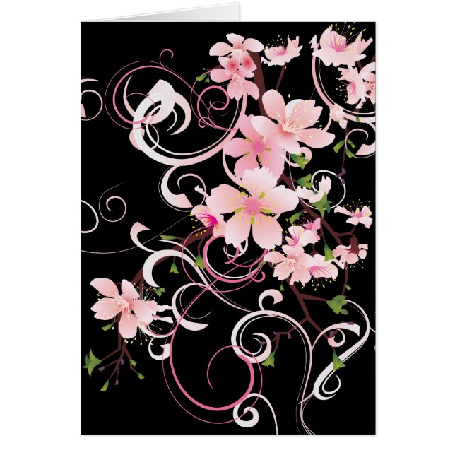 Fina Cherry-Blommar Hälsningskort (Framsidan)