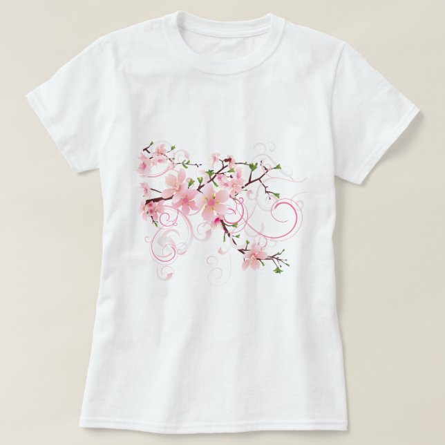 Fina Cherry-Blommar Tee Shirt (Design framsida)