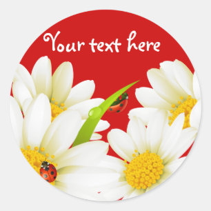 Fina Daisy och Ladybugs Stickers Runt Klistermärke