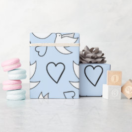 Fina duvor för Bröllopsfest Light Blue Sömless Presentpapper