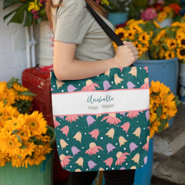 Fina Fält Flowers med Namn Tygkasse (Skapare uppladdad)
