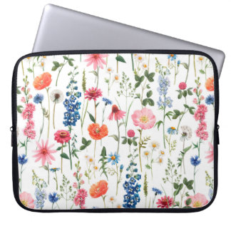 Fina, färglösa blommor, sömlös mönster laptop fodral