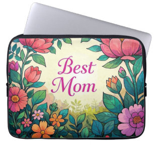 Fina färgstarka vattenfärgade Blommigtar Laptop Fodral