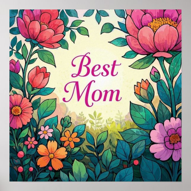 Fina färgstarka vattenfärgade Blommigtar Poster (Framsidan)