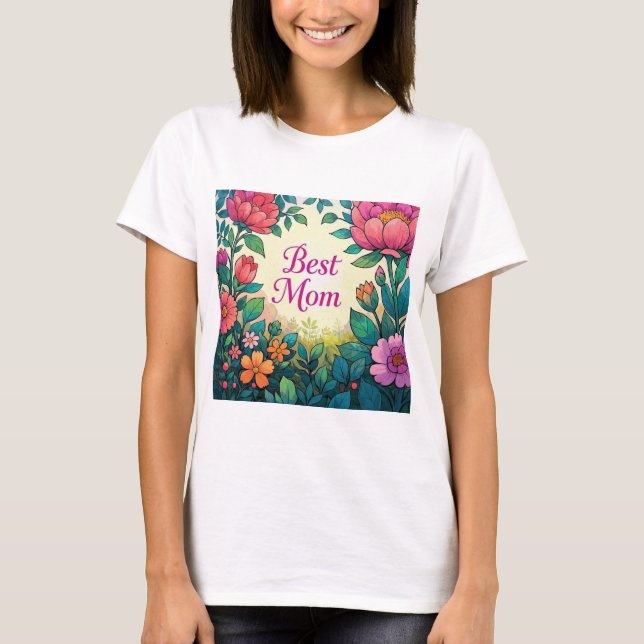 Fina färgstarka vattenfärgade Blommigtar T Shirt (Framsida)