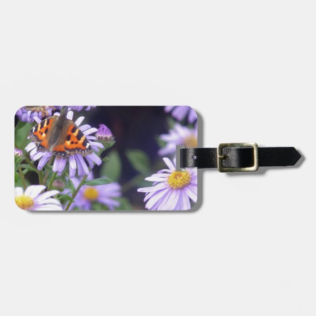 Fina fjäril på blommor bagagebricka (Horisontell Framsida)