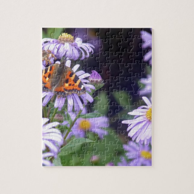Fina fjäril på blommor pussel (Vertikal)