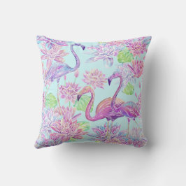 Fina flamingos och lotus blommor kudde