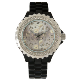 Fina Flowers Mönster med Pearl Background Armbandsur