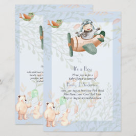 Fina flygplan Pilot Boys Baby Shower Inbjudan