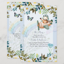 Fina flygplan Pilot Boys Baby Shower Inbjudan