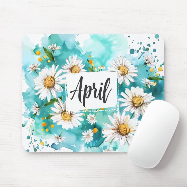 Fina födelsemånadsblommor/april musmatta (Med mus)