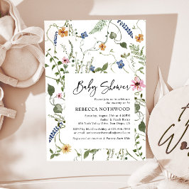 Fina Garden Wildblommor Boho Baby Shower Inbjudningar