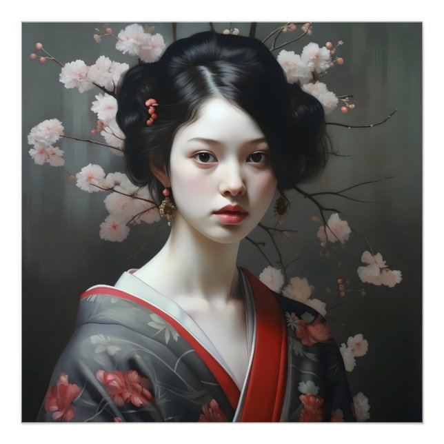 Fina Geisha Flowers Fototryck (Framsidan)