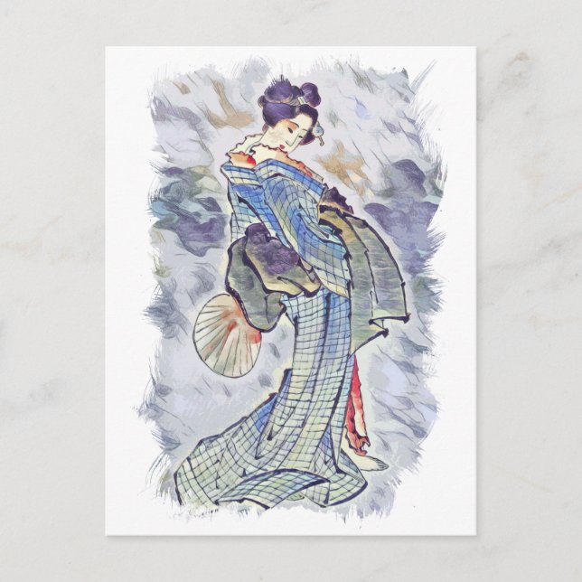 Fina Geisha / Vintage japanese art stil Vykort (Framsida)