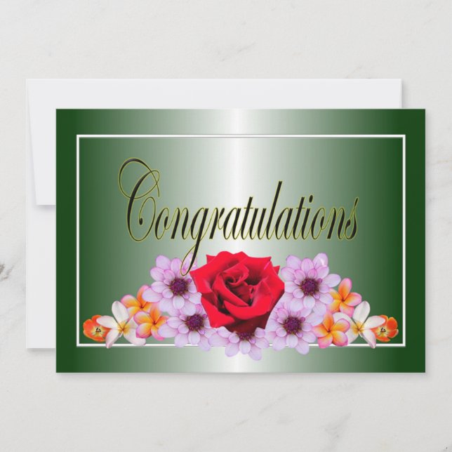 Fina grattisar för blommigt av grönt inbjudningar (Framsida)