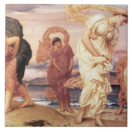 Fina grekiska kvinnor Pickar Småstarna på en buss Kakelplatta