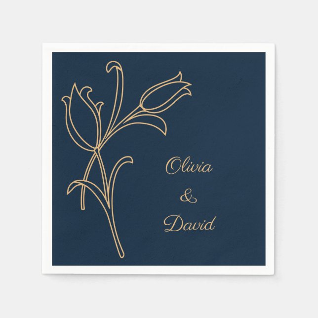 Fina guld Art Deco-tulpaner Pappersservett (Framsidan)