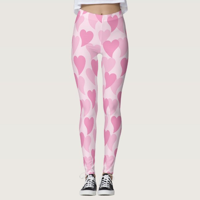 Fina Hearts Seamless Mönster Leggings (Framsida)
