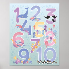 Fina illustrationer av havsdjur 1-1 nummer poster