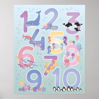 Fina illustrationer av havsdjur 1-1 nummer poster