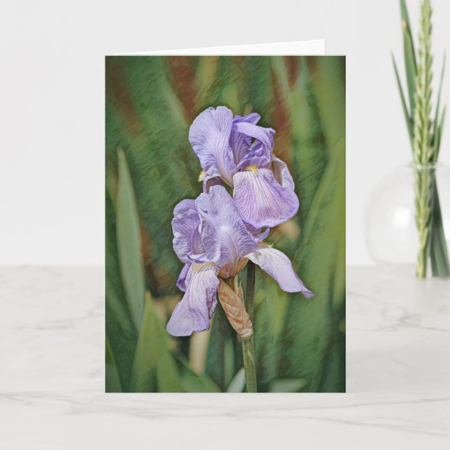 Fina Iris Flowers Impressionism Art Note Card Kort (Framsida)