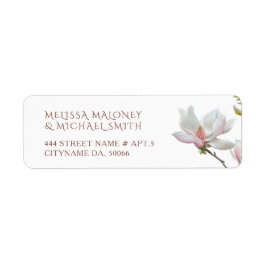 Fina konst magnoliablommor | Bröllop Returadress Etikett