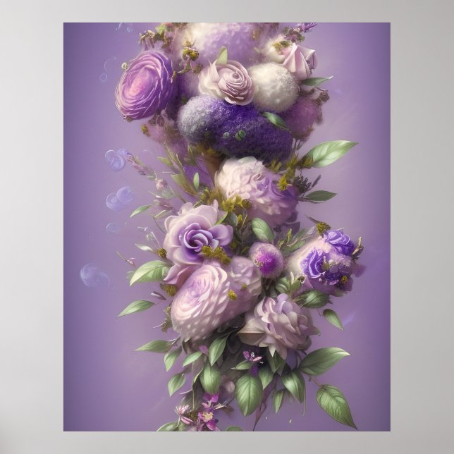 Fina Lila lilax rosa blommor Poster (Framsidan)