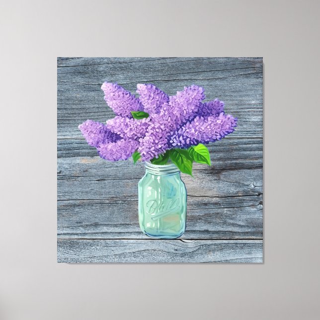 Fina Lilacs i Rustic Mason Burk Canvastryck (Framsida)