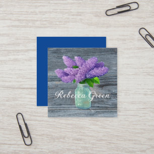 Fina Lilacs i Rustic Mason Burk Fyrkantigt Visitkort