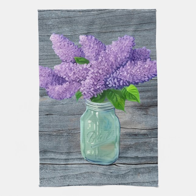 Fina Lilacs i Rustic Mason Burk Kökshandduk (Vertikal)