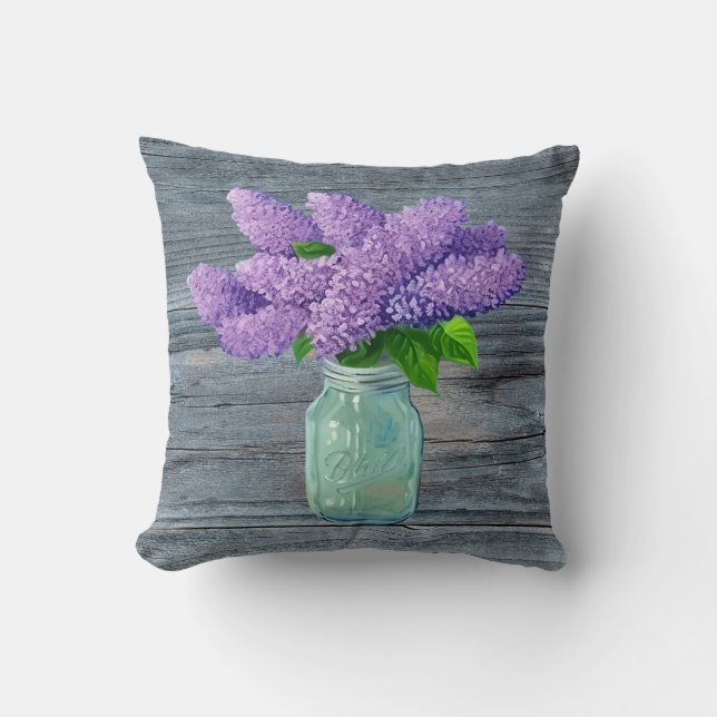 Fina Lilacs i Rustic Mason Burk Kudde (Framsida)