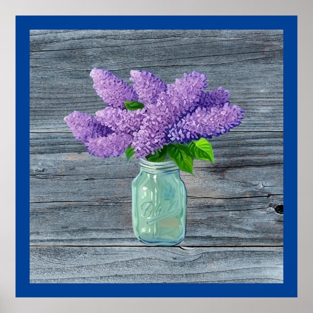 Fina Lilacs i Rustic Mason Burk Poster (Framsidan)