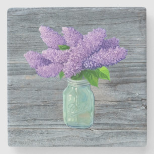 Fina Lilacs i Rustic Mason Burk Stenunderlägg