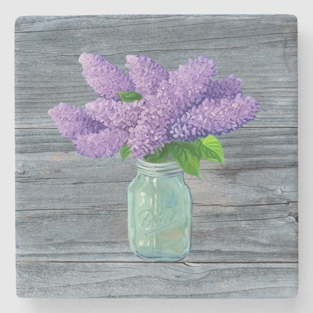 Fina Lilacs i Rustic Mason Burk Stenunderlägg (Framsidan)