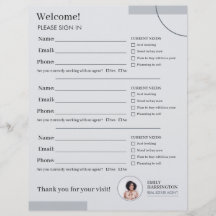Fina Linjer Sign In Sheet Fastighetsmäklare Grå