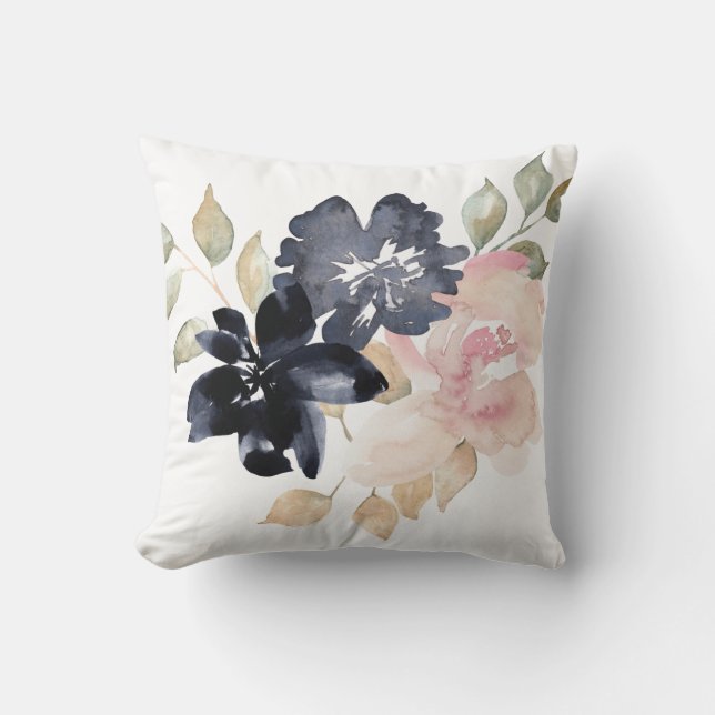 Fina målade vattenfärgblommor kudde (Framsida)