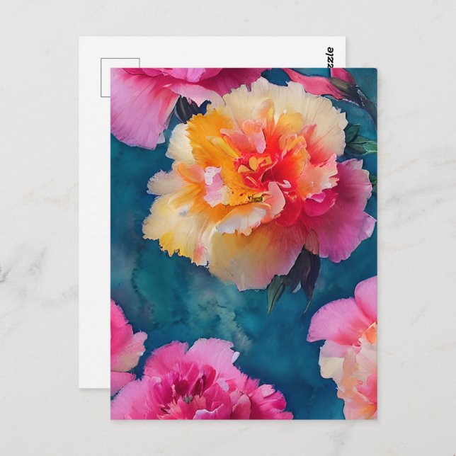 Fina mjuka Rosa Flowers Vykort (Fram/baksida)