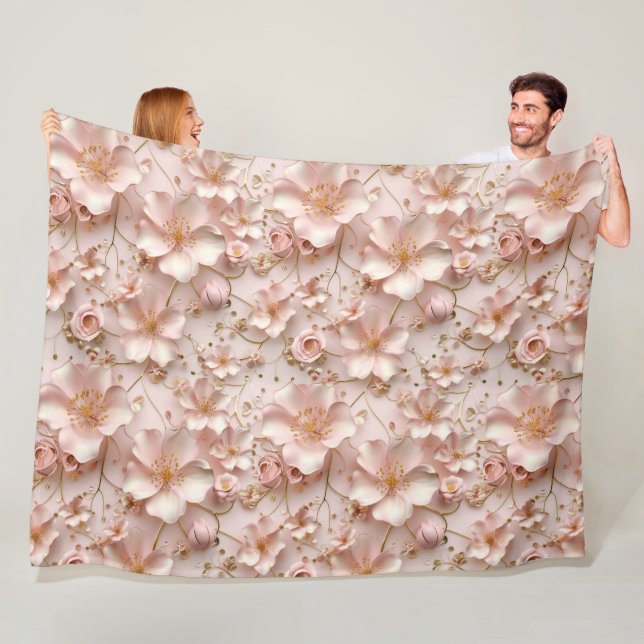 Fina mjuka Rosa Pastel Blommigt Blooms Fleecefilt (På plats)