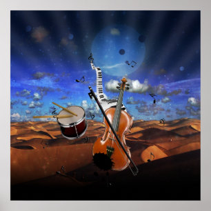 Fina musik noter violin splater piano-trummor poster
