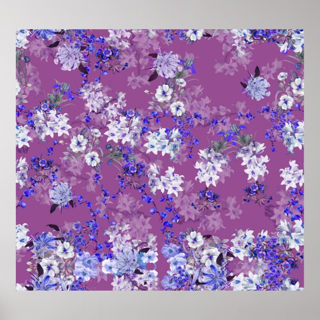 Fina oljefärgade blommor och Grenar Tiny Fl Poster (Framsidan)