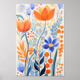 Fina Orange Flowers Poster