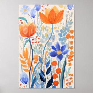 Fina Orange Flowers Poster