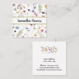 Fina pastellblommor fyrkantigt visitkort