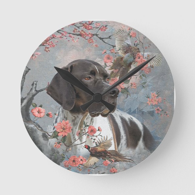 Fina pekare med fasaner   rund klocka (Framsida)