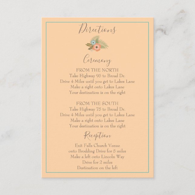 Fina persikoorienteringar för Blommigt Tilläggskort (Framsida)