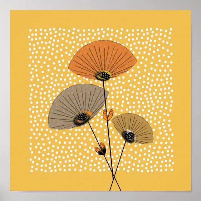 Fina Retro Flowers Illustration Poster (Framsidan)