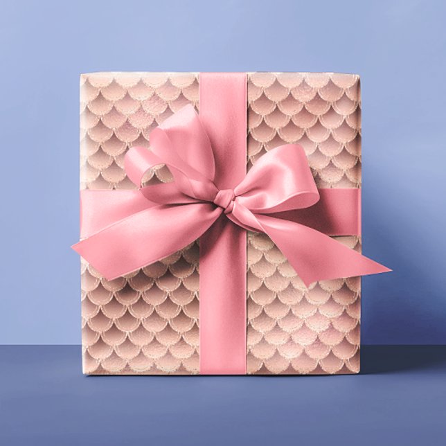 Fina Ro Guld Rosa Glitter Sjöjungfru Scale Presentpapper (Skapare uppladdad)